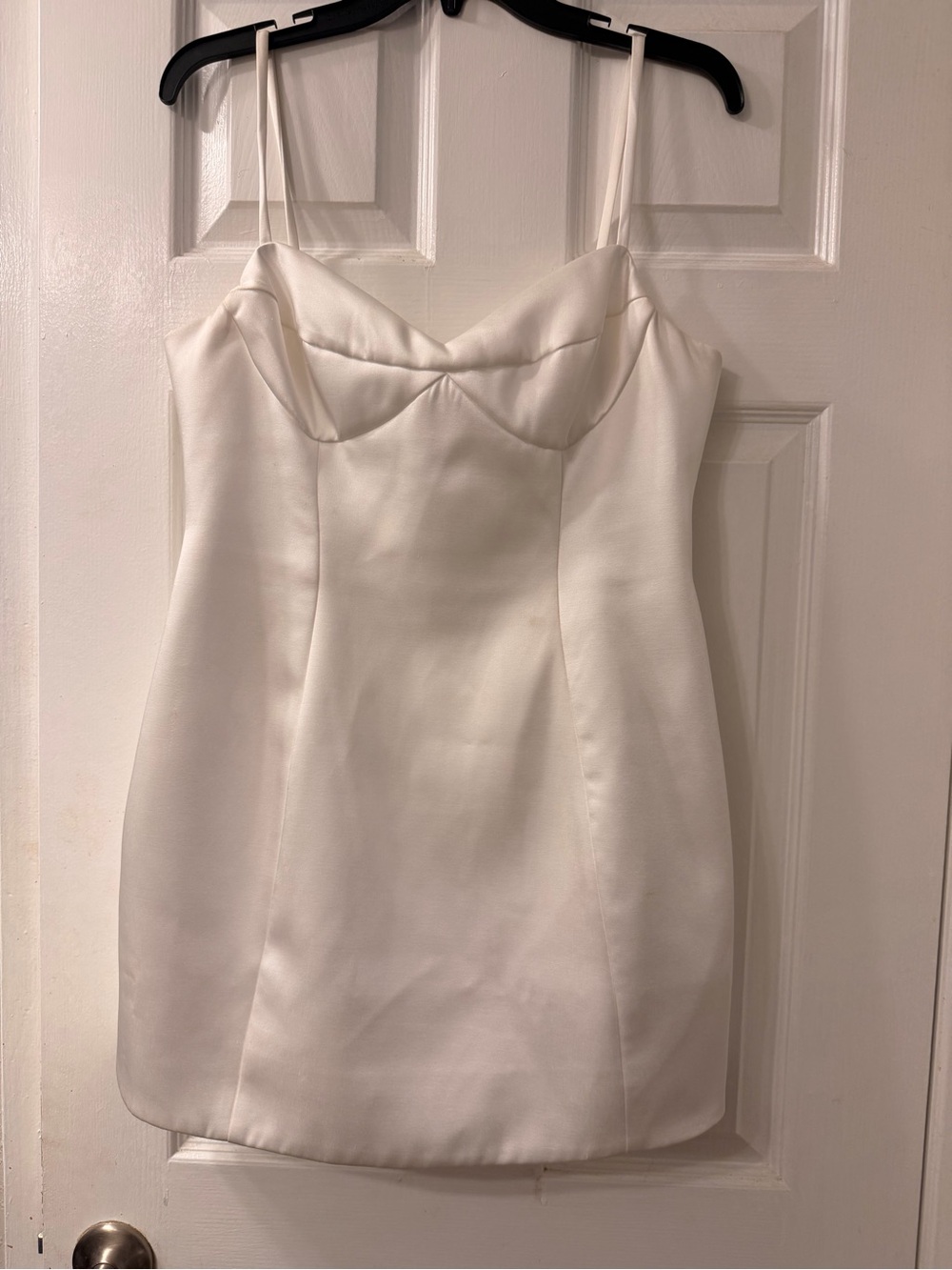 Bardot White Satin Spaghetti Strap Mini Dress